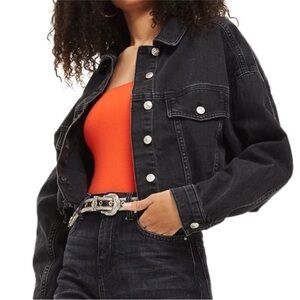Topshop Black denim copped Jacket